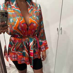 Colorful Floral Kimono Robe from Zara